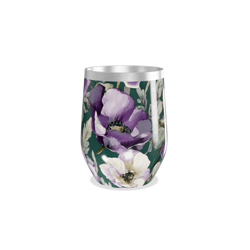 Copo Térmico Slim - Floral Verde e Roxo