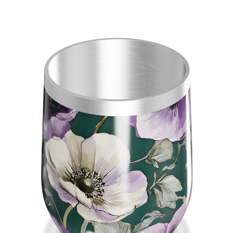 Copo Térmico Slim - Floral Verde e Roxo