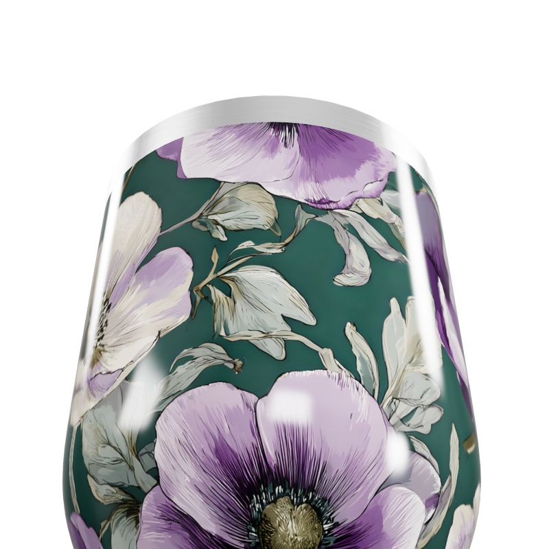 Copo Térmico Slim - Floral Verde e Roxo