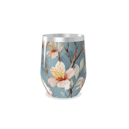 Copo Térmico Slim - Floral Azul Inox