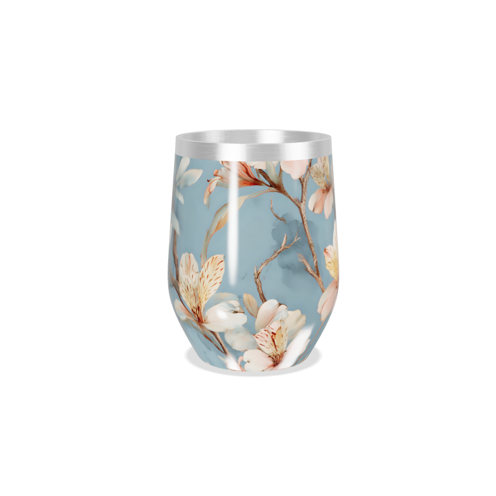 Copo Térmico Slim - Floral Azul Inox