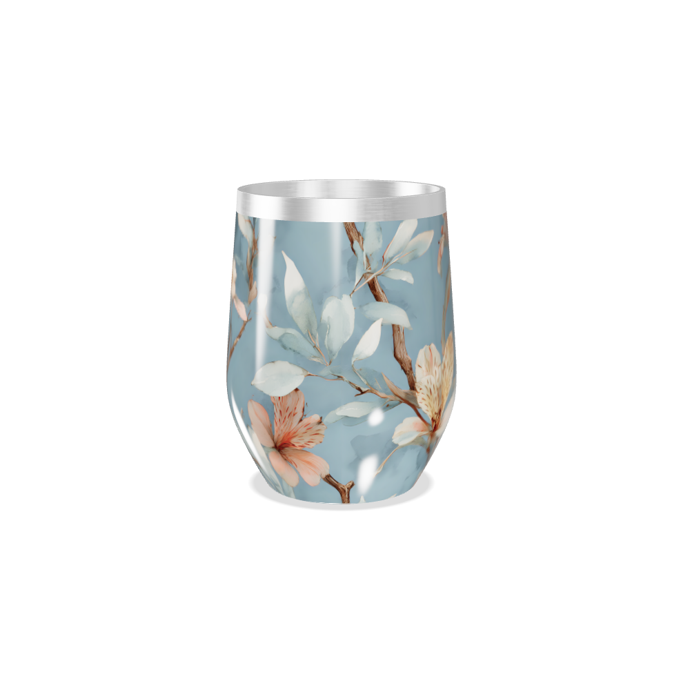 Copo Térmico Slim - Floral Azul Inox
