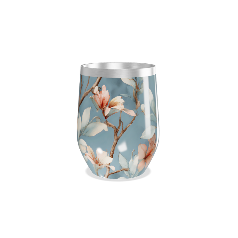 Copo Térmico Slim - Floral Azul Inox