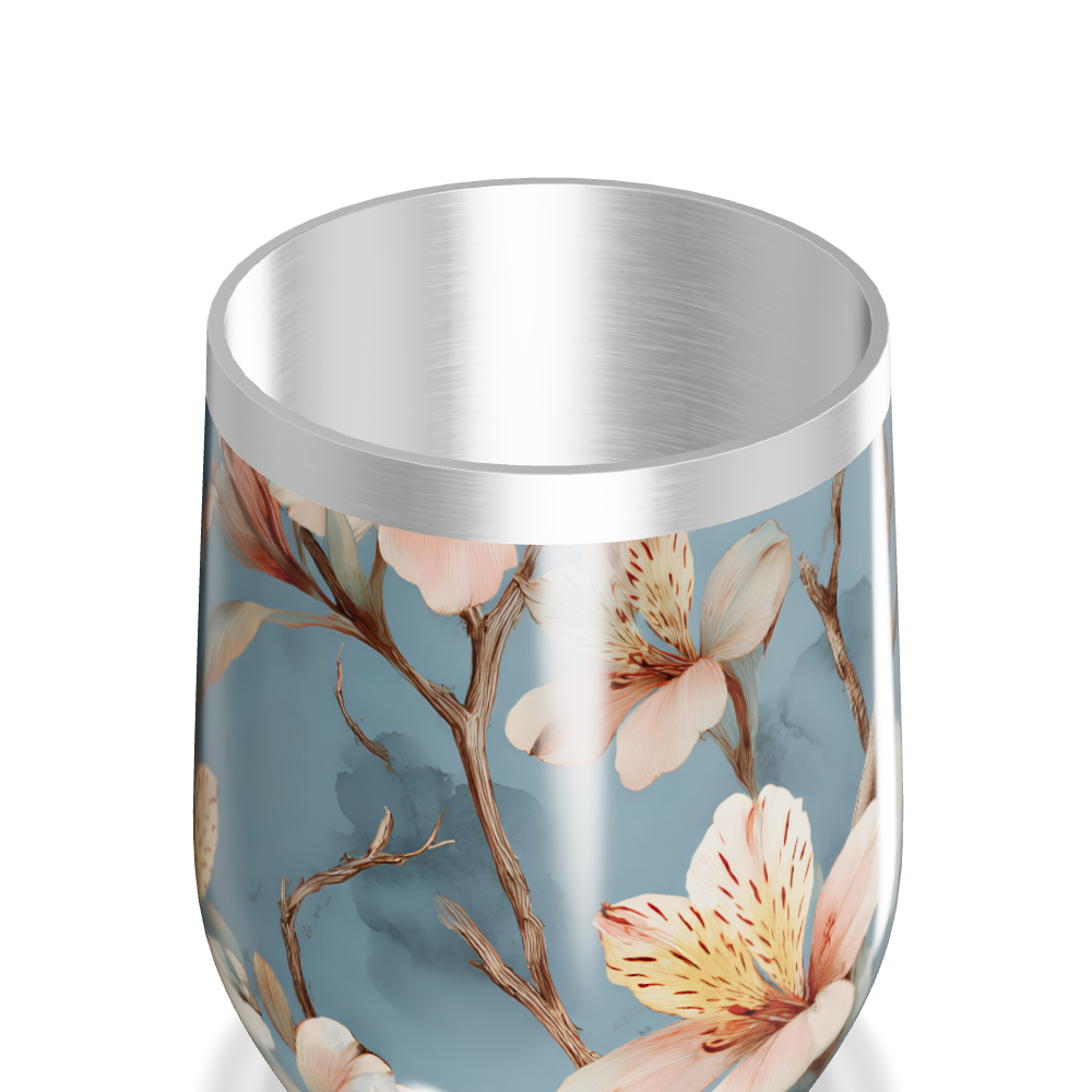 Copo Térmico Slim - Floral Azul Inox