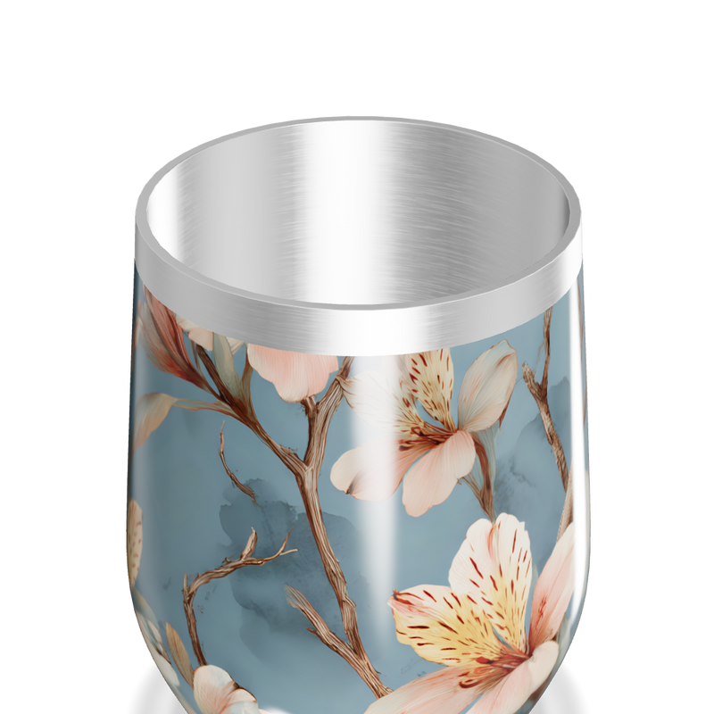 Copo Térmico Slim - Floral Azul Inox
