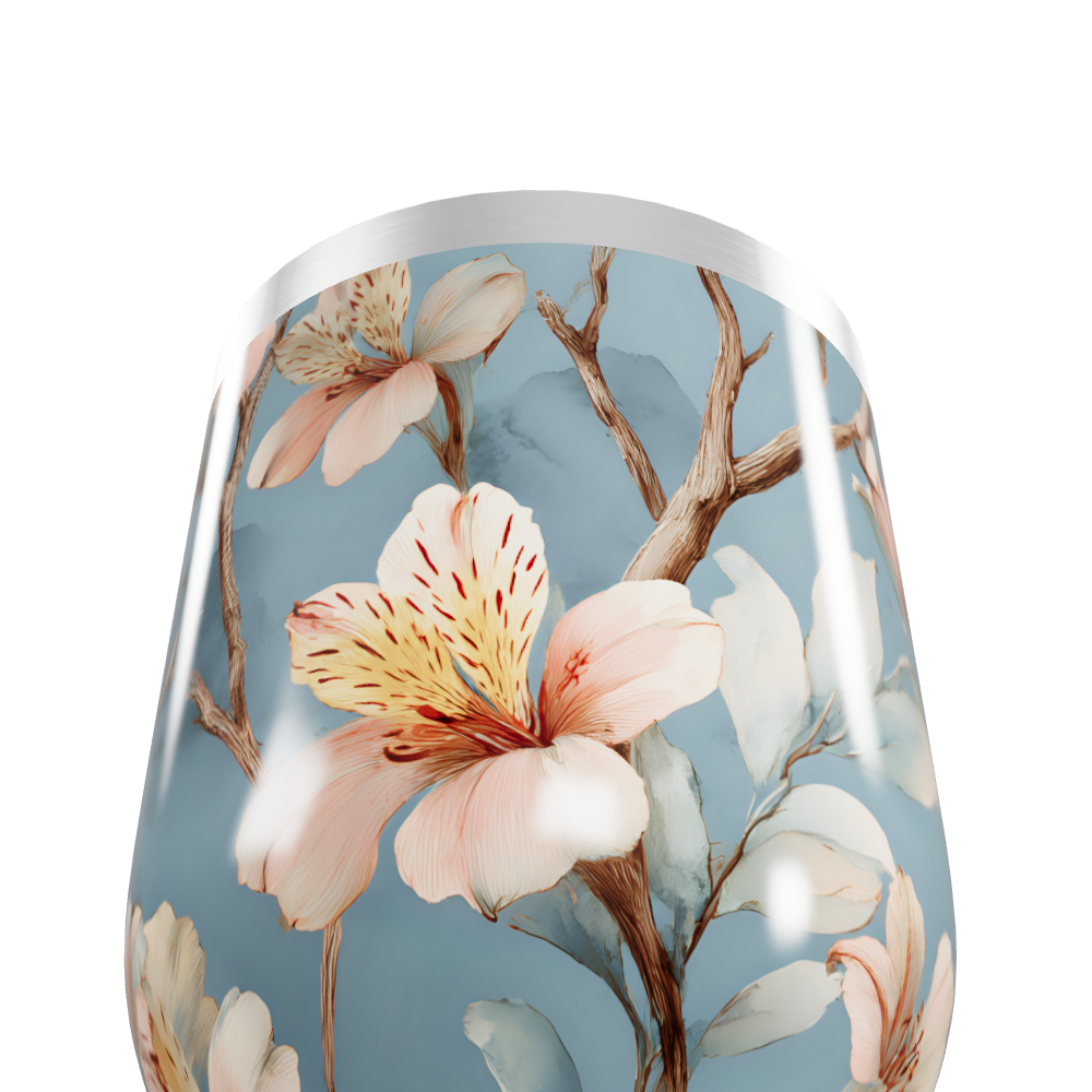 Copo Térmico Slim - Floral Azul Inox