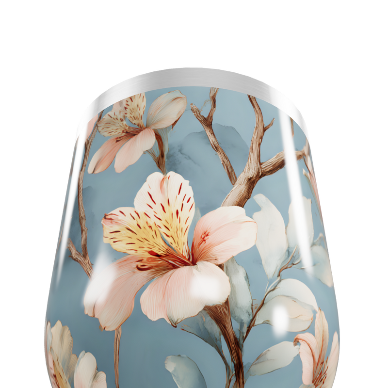 Copo Térmico Slim - Floral Azul Inox