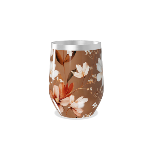 Copo Térmico Slim - Floral Marrom Inox