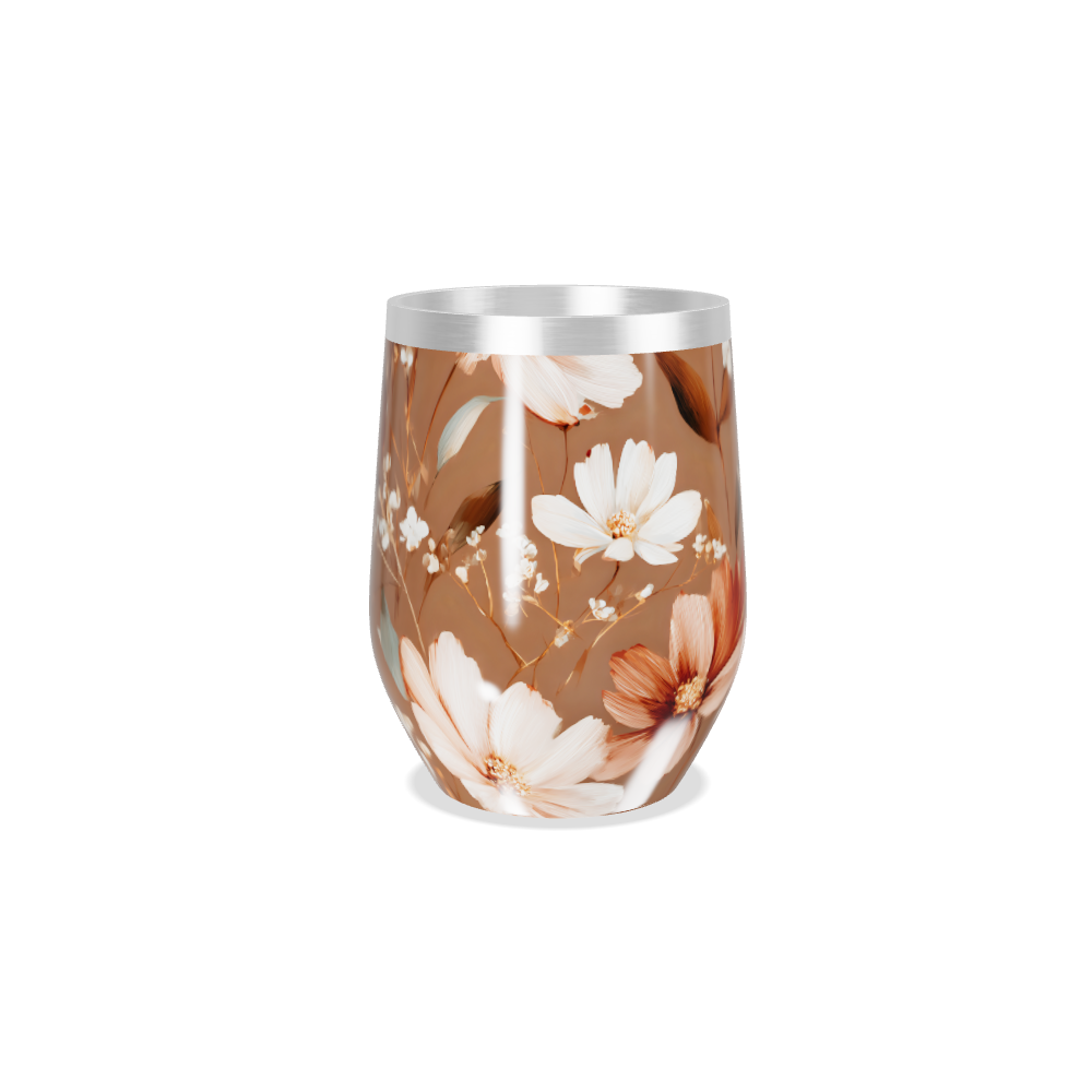 Copo Térmico Slim - Floral Marrom Inox