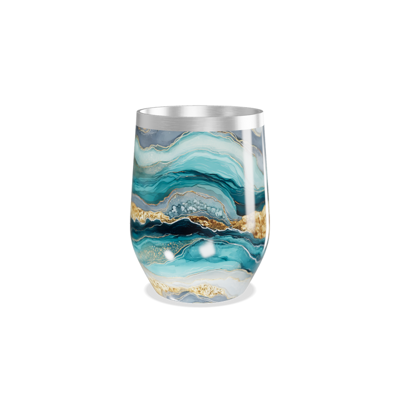 Copo Térmico Slim - Mármore Azul e Dourado