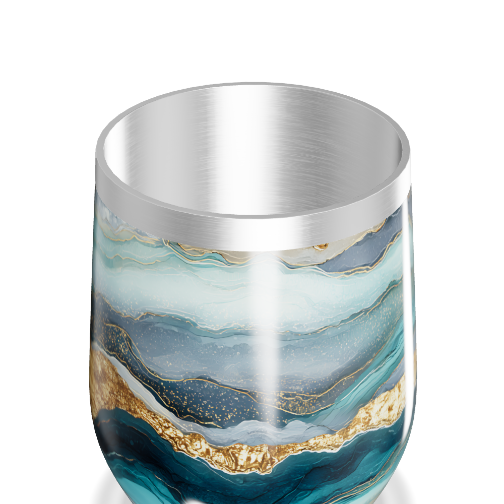 Copo Térmico Slim - Mármore Azul e Dourado