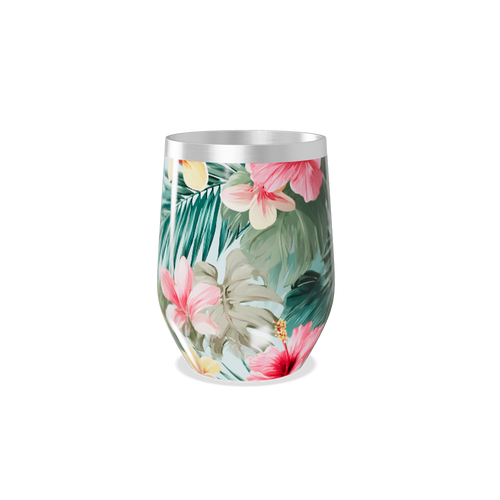 Copo Térmico Slim - Floral Tropical Aço Inox