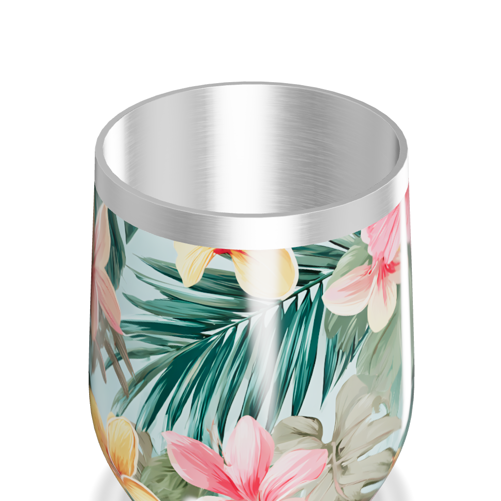 Copo Térmico Slim - Floral Tropical Aço Inox