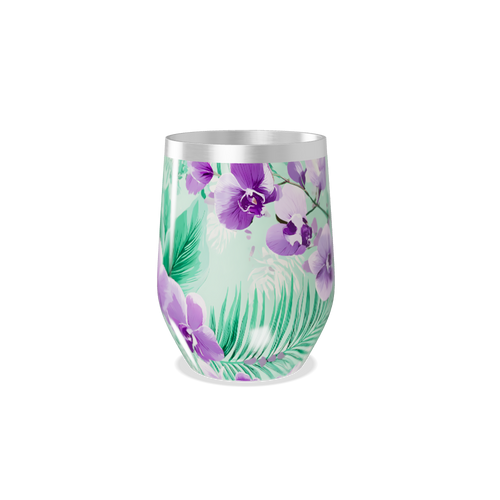 Copo Térmico Slim - Floral Roxo e Verde