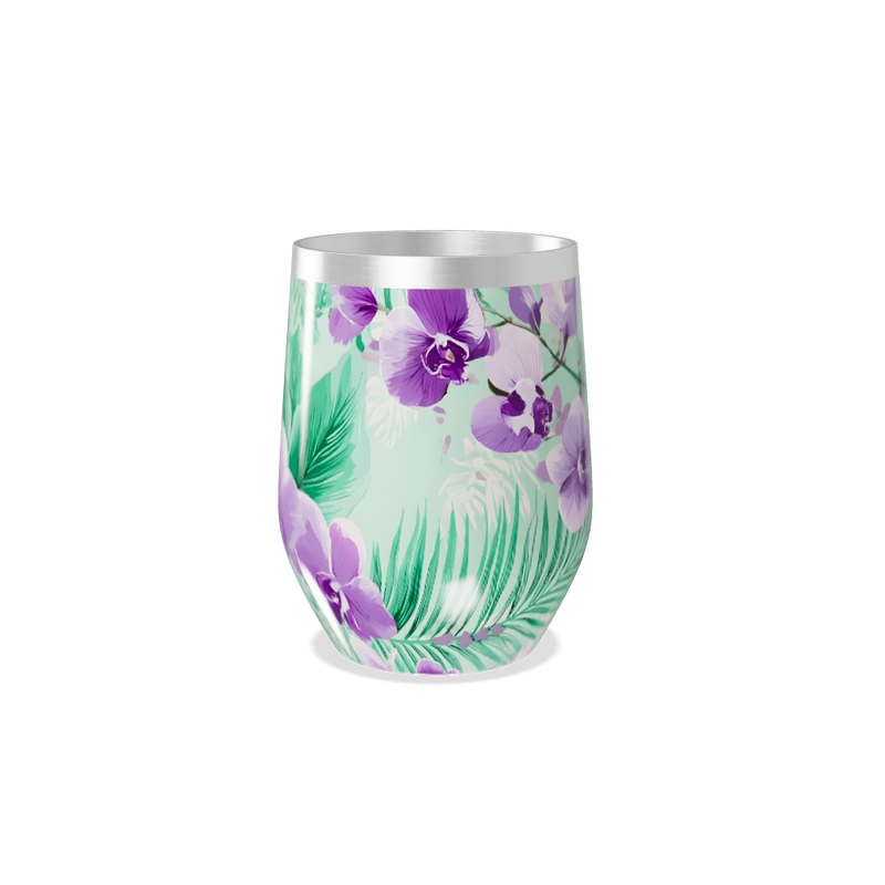 Copo Térmico Slim - Floral Roxo e Verde