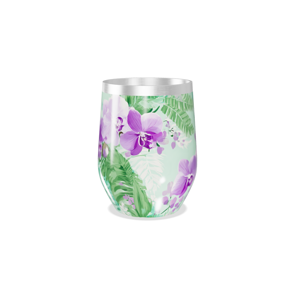 Copo Térmico Slim - Floral Roxo e Verde