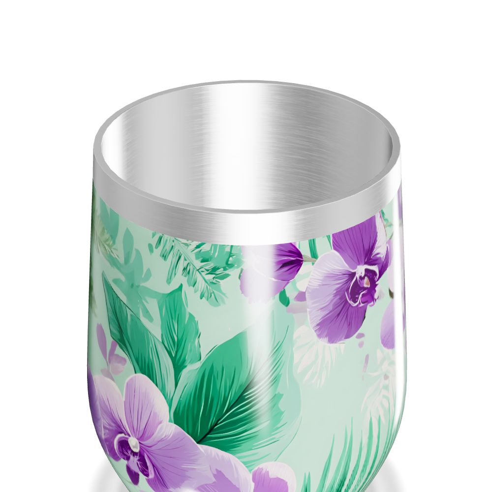 Copo Térmico Slim - Floral Roxo e Verde