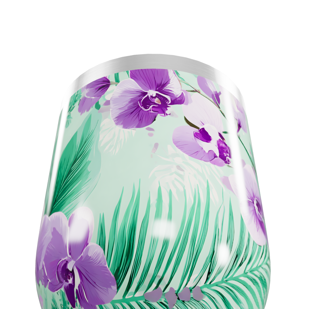 Copo Térmico Slim - Floral Roxo e Verde