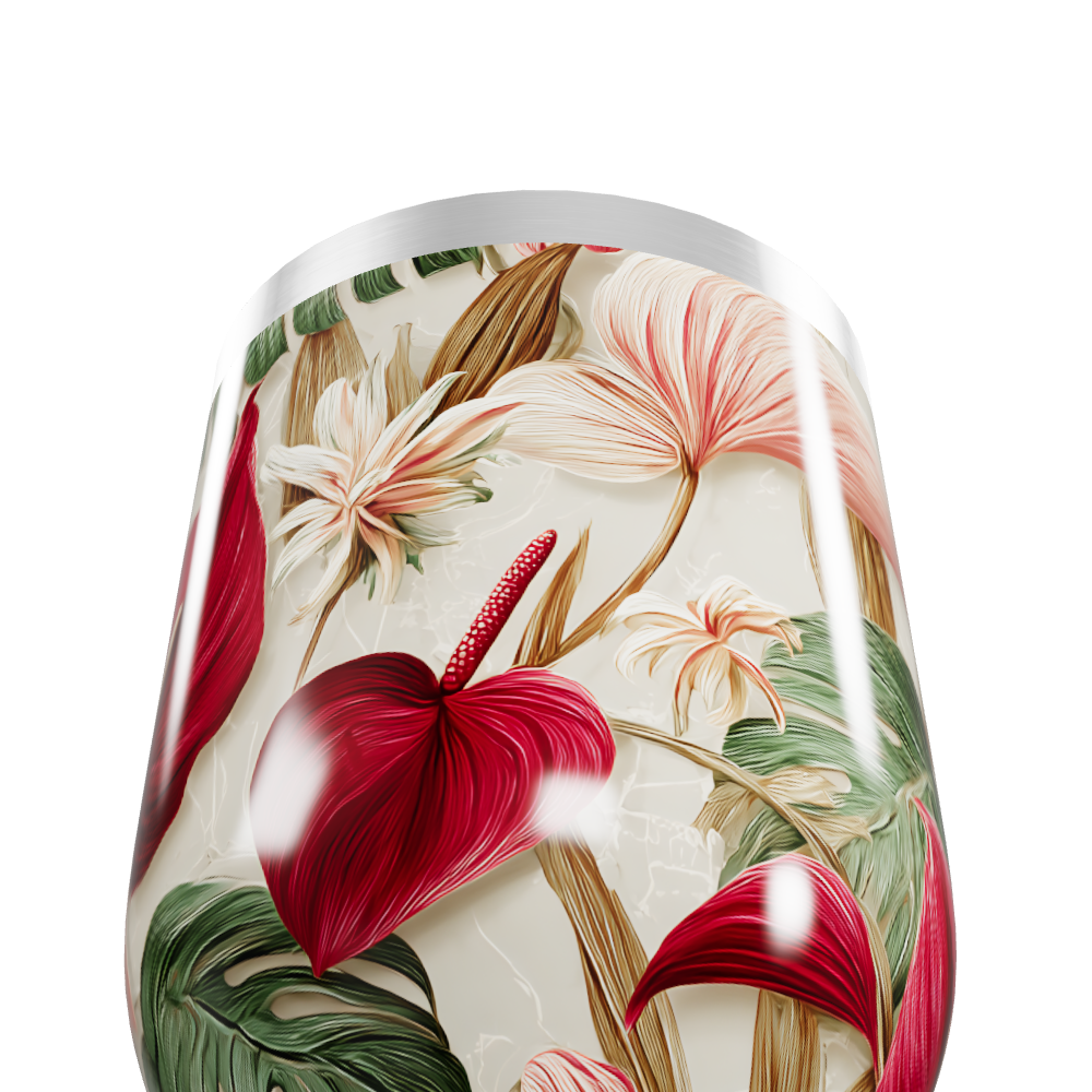 Copo Térmico Slim Tropical Floral aço inox