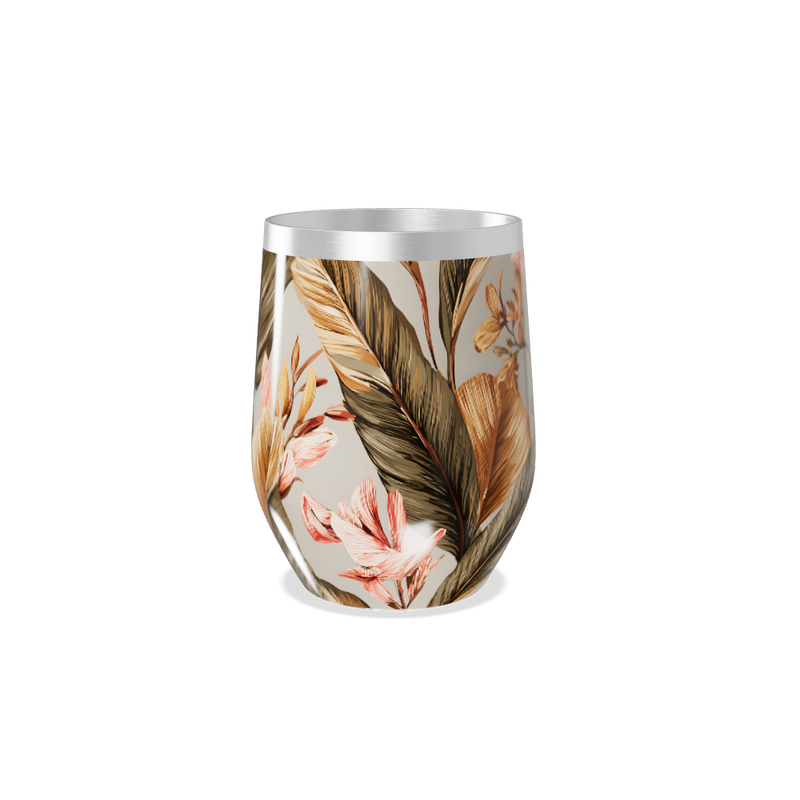 Copo Térmico Slim - Floral Bege Aço Inox