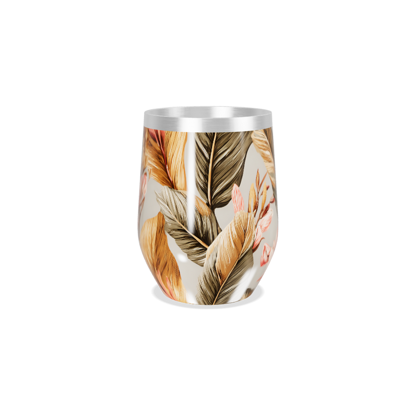 Copo Térmico Slim - Floral Bege Aço Inox