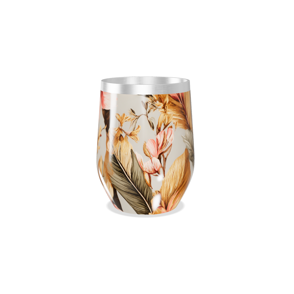 Copo Térmico Slim - Floral Bege Aço Inox