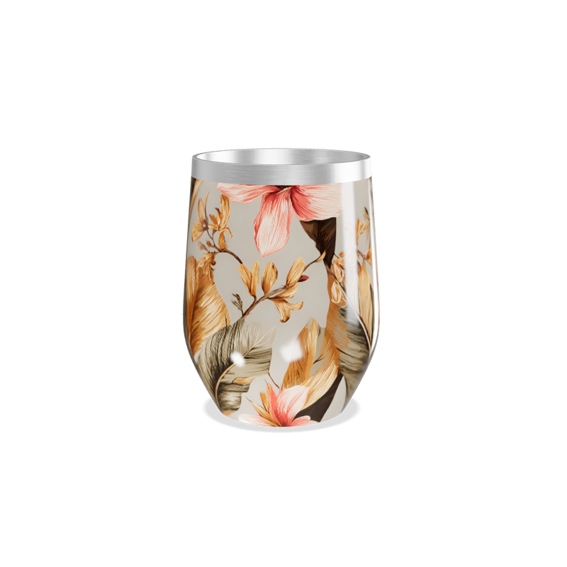 Copo Térmico Slim - Floral Bege Aço Inox