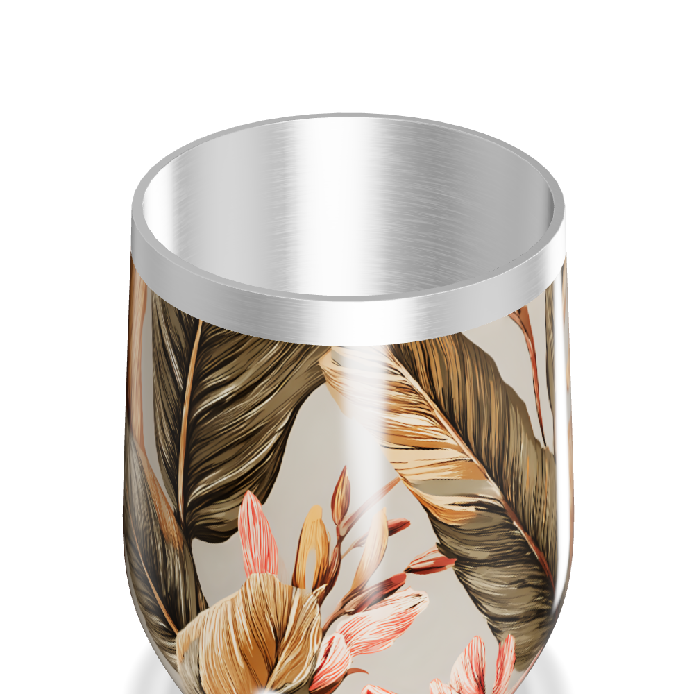 Copo Térmico Slim - Floral Bege Aço Inox