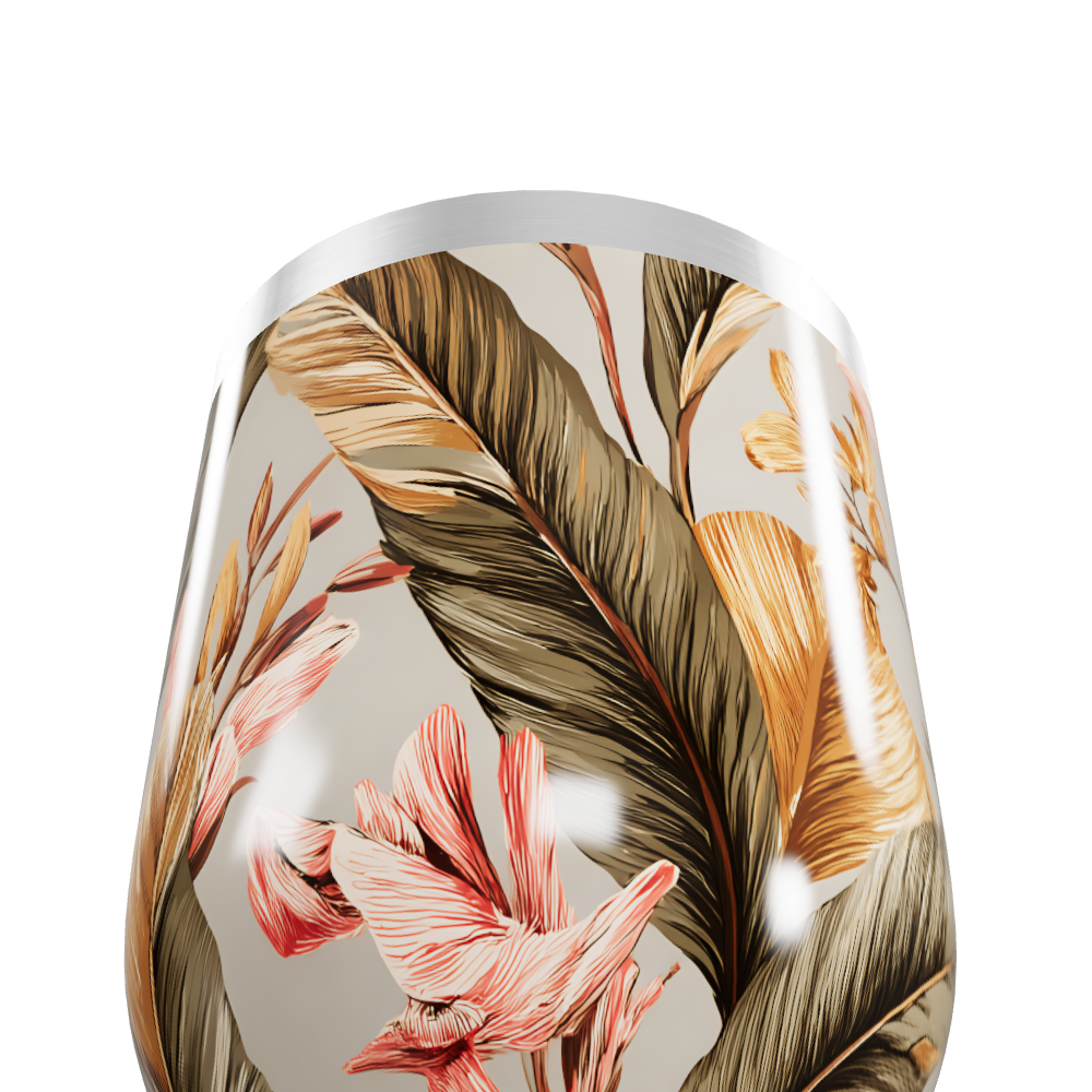 Copo Térmico Slim - Floral Bege Aço Inox